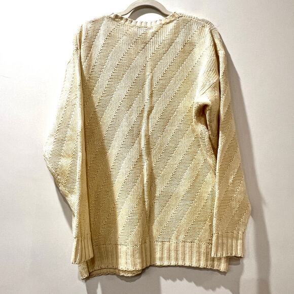 Vtg Gap Ramie Cotton Blend Tunic Sweater Ivory Cream Medium Crewneck - Picture 2 of 8